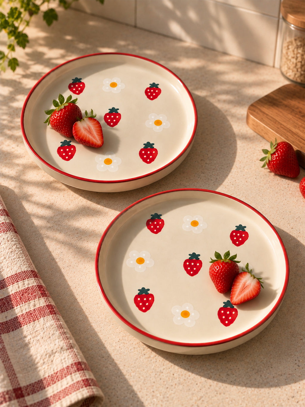 Strawberry Plate | Beautiful Handpainted Strawberries | 8-inch Ceramic Plate