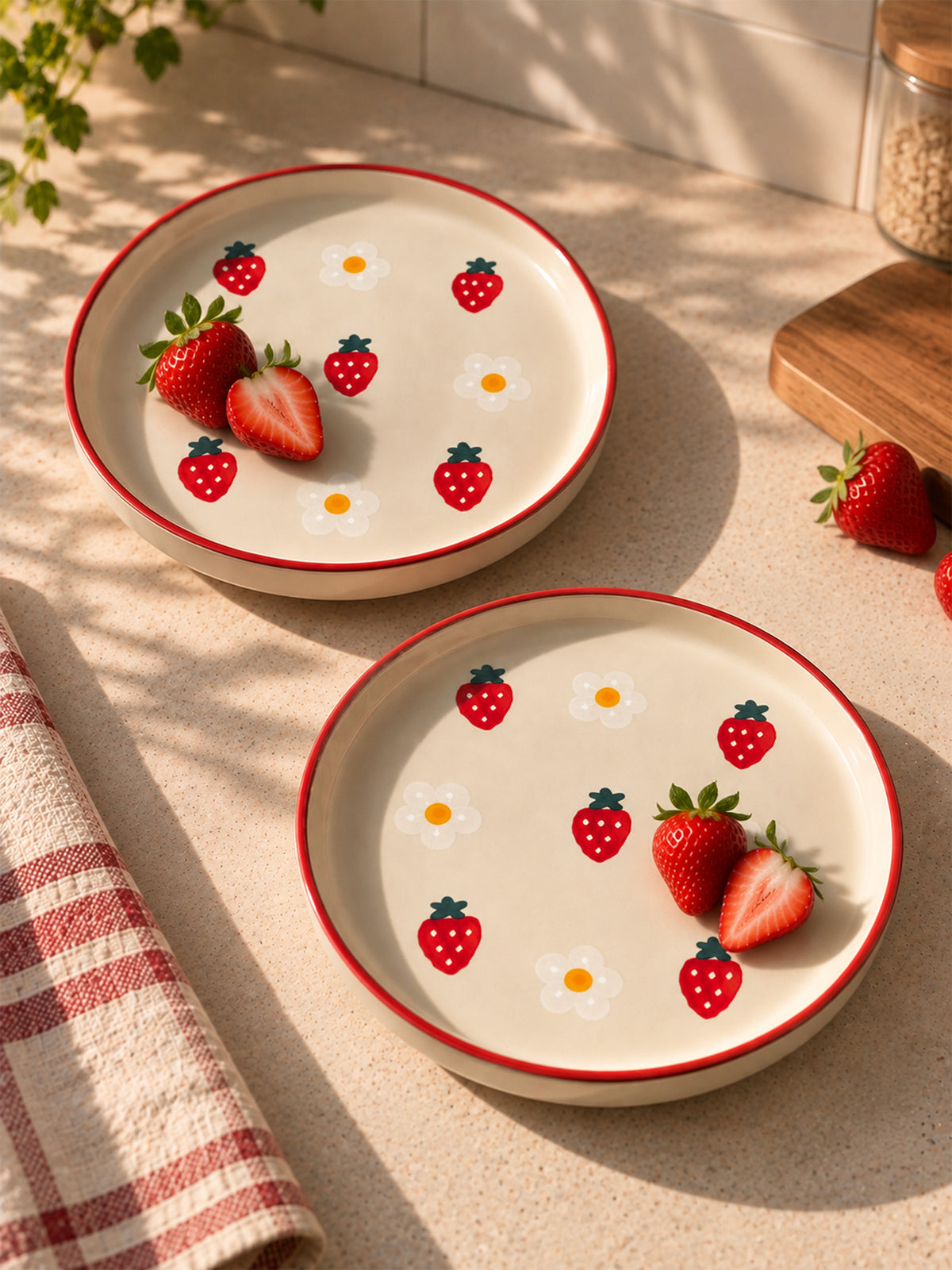 Strawberry Plate | Beautiful Handpainted Strawberries | 8-inch Ceramic Plate