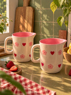 Mittiraa Home Heart & Flower Small Jug | For Serving Drinks, Brunch Tables, Gifting or Displaying Flowers