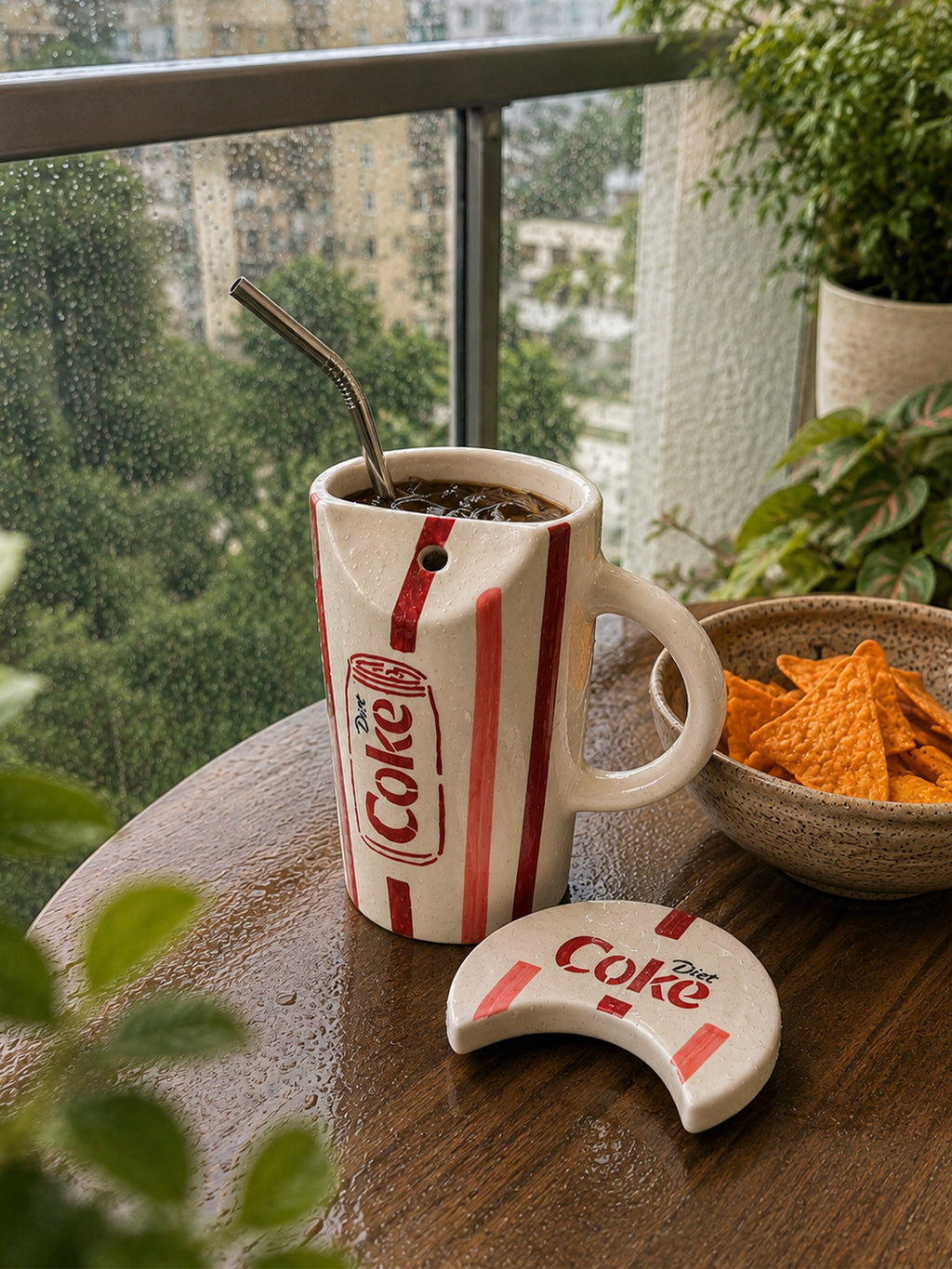 Coke Sipper with Lid & Steel Straw❤️🥤