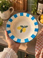 Mittiraa Home Lemon Pasta Plate with Blue Rim🍋💙 | 18 cm