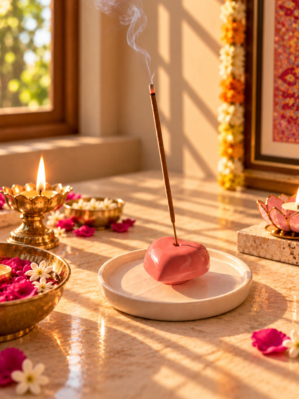 Mittiraa Home Heart-shaped ceramic incense stick stand