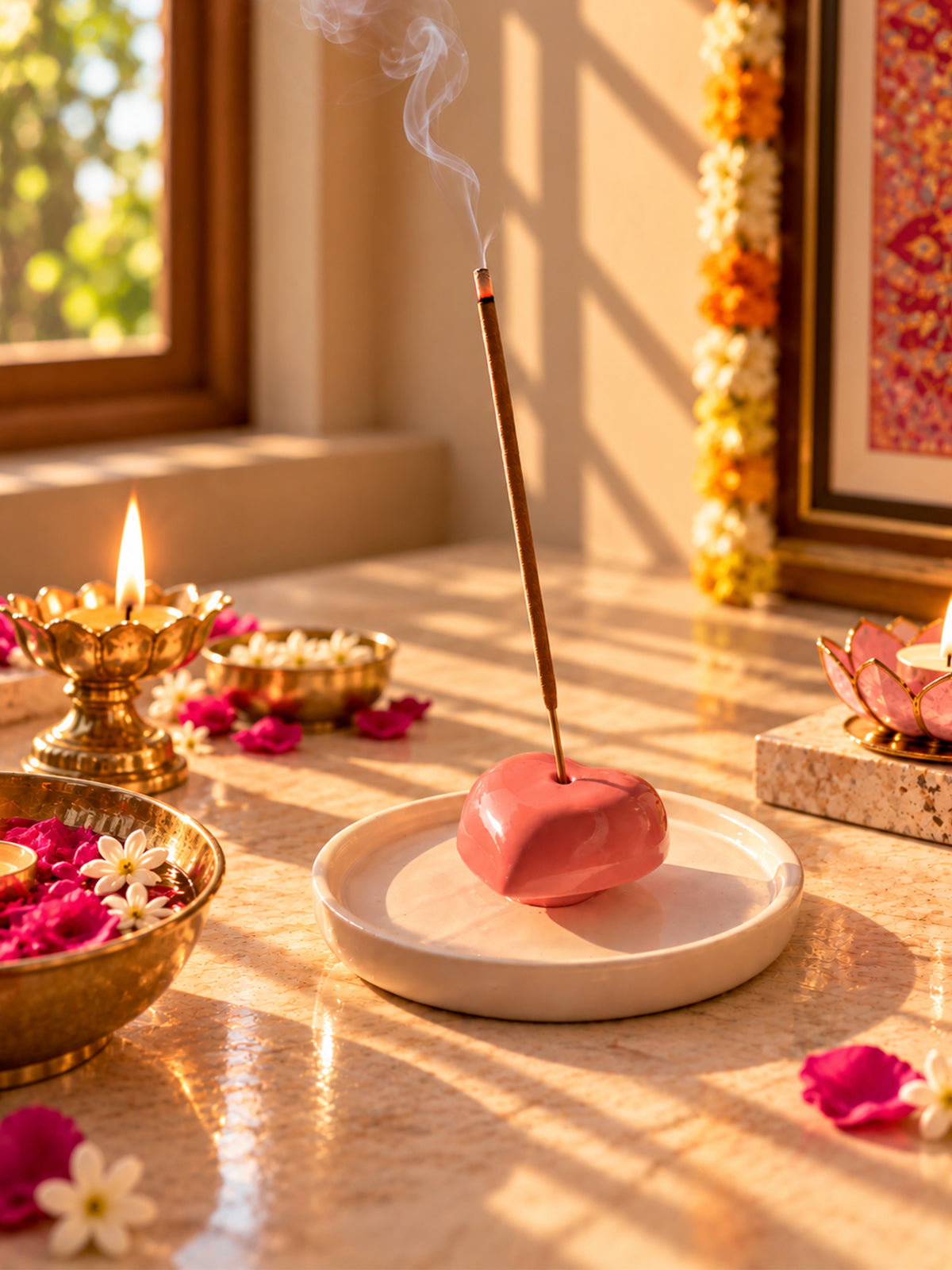 Mittiraa Home Heart-shaped ceramic incense stick stand