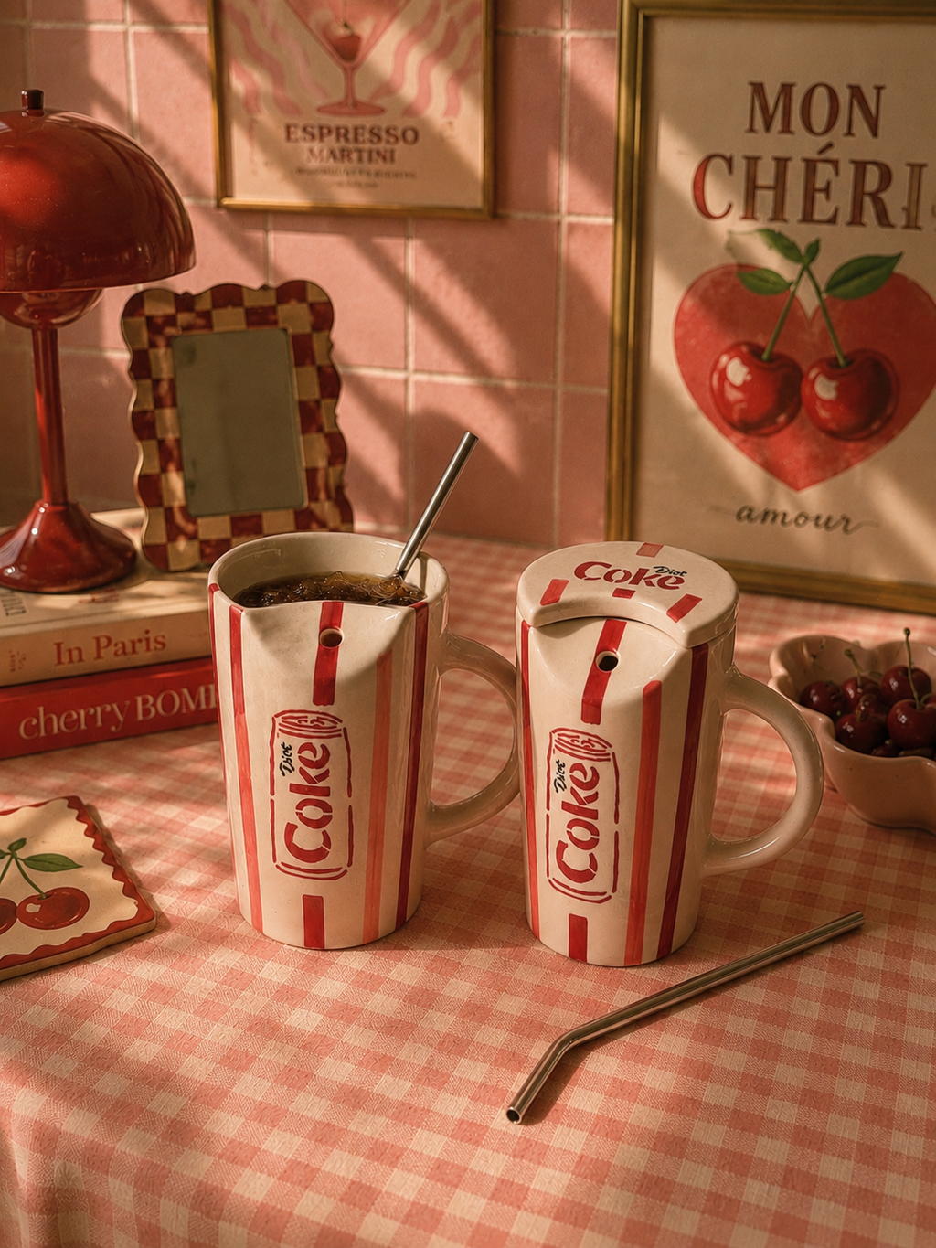 Diet Coke Sipper with Lid & Steel Straw❤️🥤 (Set of 2) LIMITED EDITION
