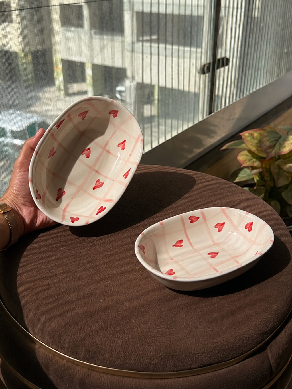 Checks Hearts Oval Bowl (Set of 2 Bowls)❤️