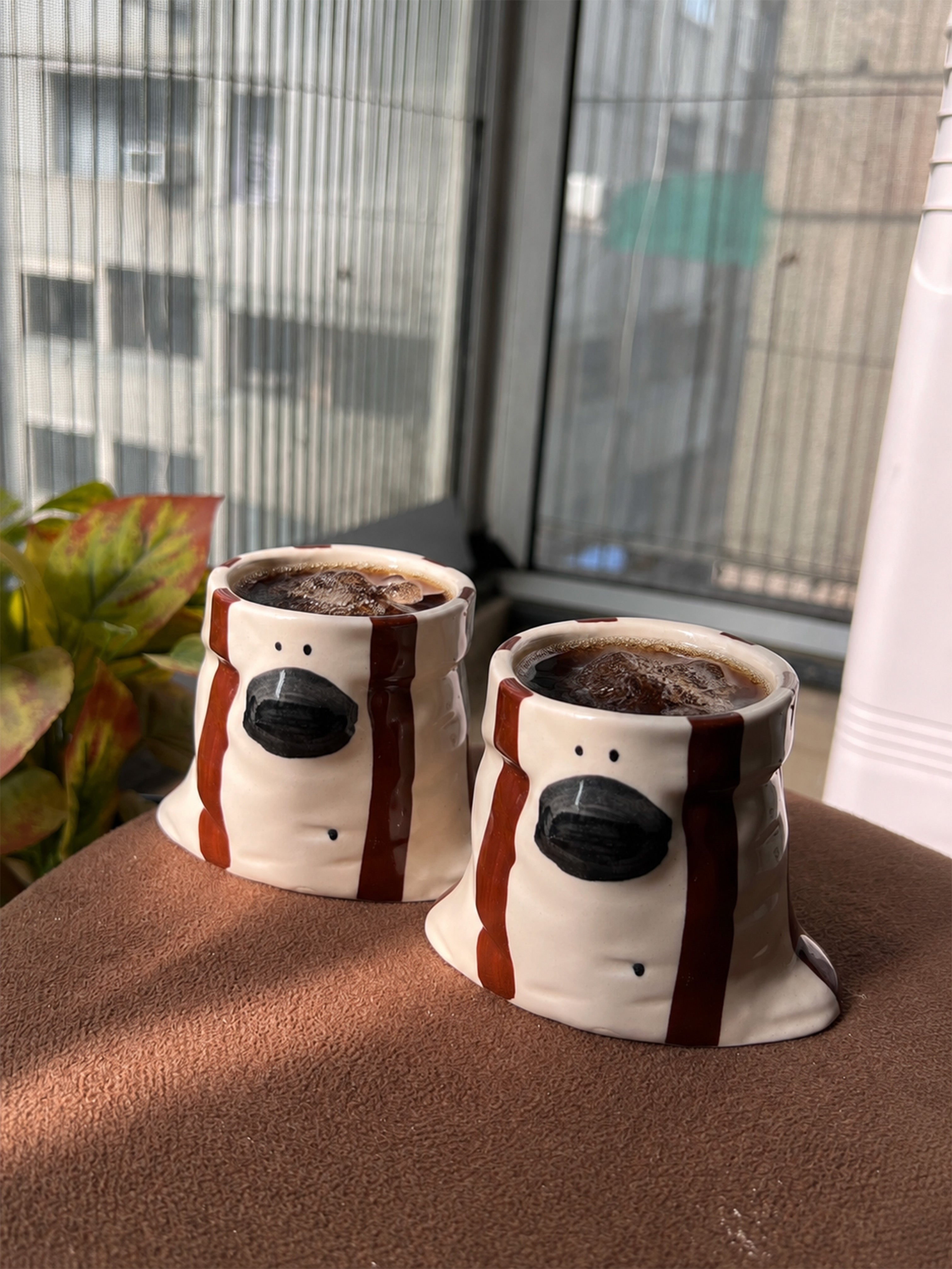 Puppy Ceramic Glass | Potli Shaped Glass | Unique, Playful Glass (Set of 2)