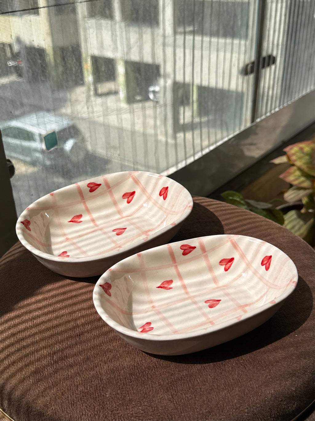 Checks Hearts Oval Bowl (Set of 2 Bowls)❤️