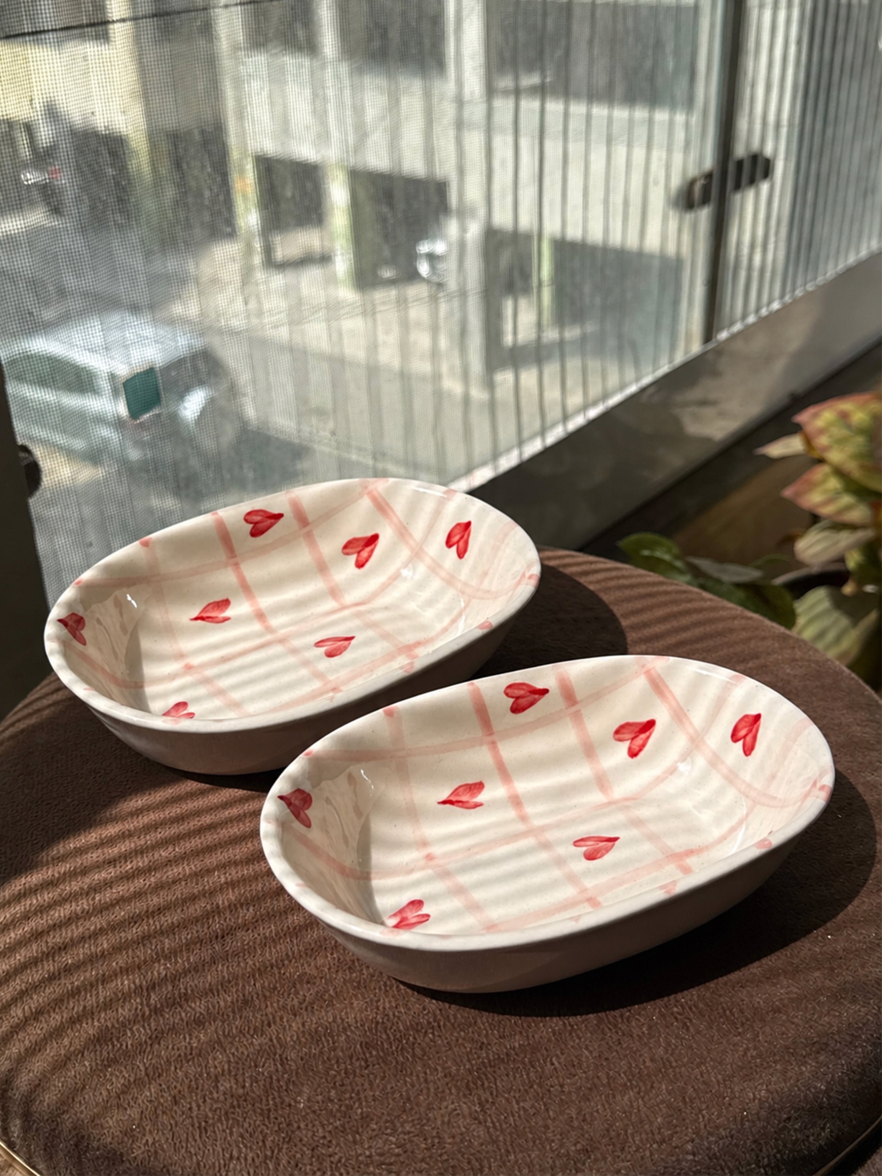 Checks Hearts Oval Bowl (Set of 2 Bowls)❤️