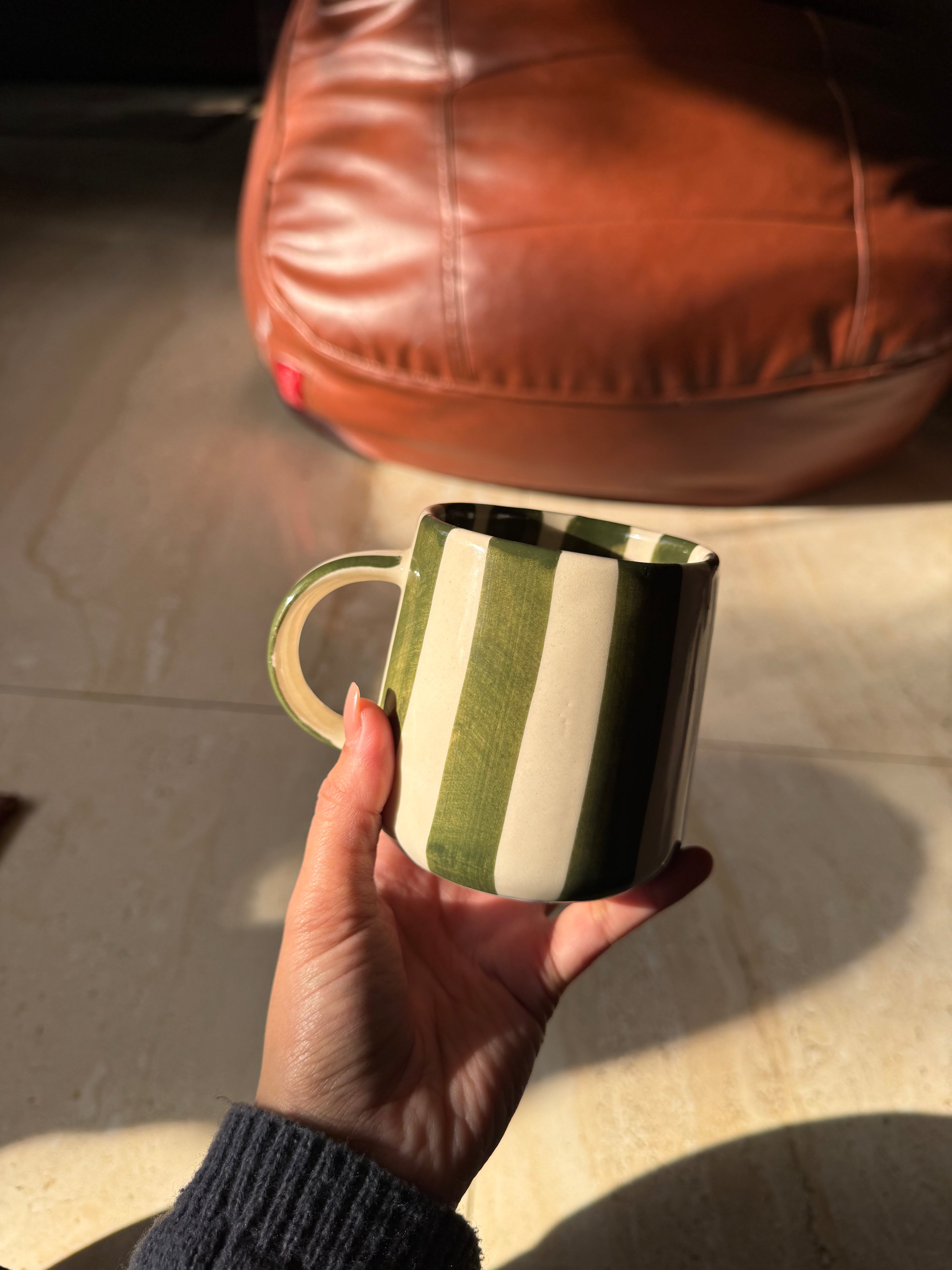 Green stripes mug
