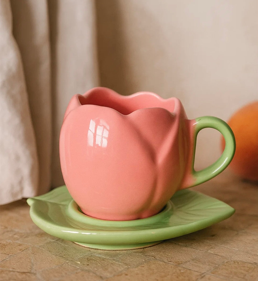 Tulip mug and saucer