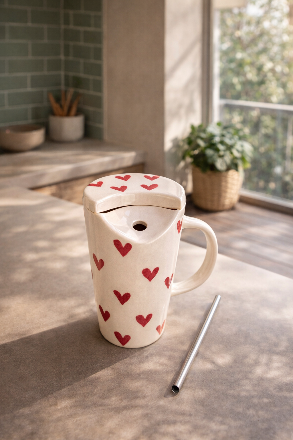 ❤️ Heart Sipper Cup | Wid Lid + Steel Straw