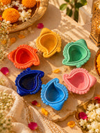 Mittiraa Home Ganesh Ji Diyas | Multicolour | Set of 6