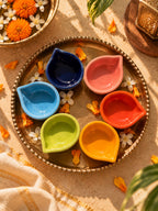 Mittiraa Home Colourful Diyas | Ceramic Diyas Set of 6