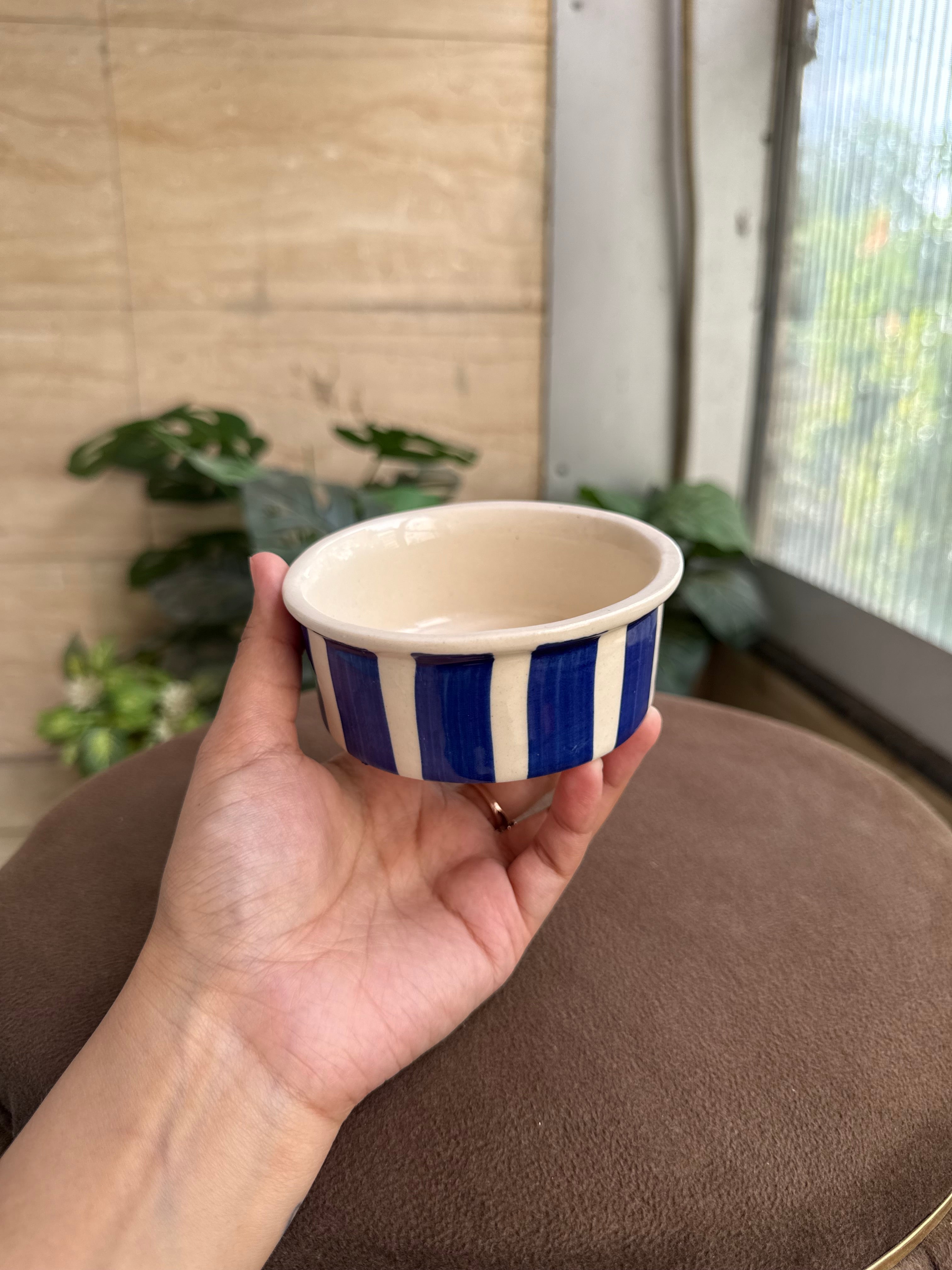 💙 Blue Stripe Dessert Bowl