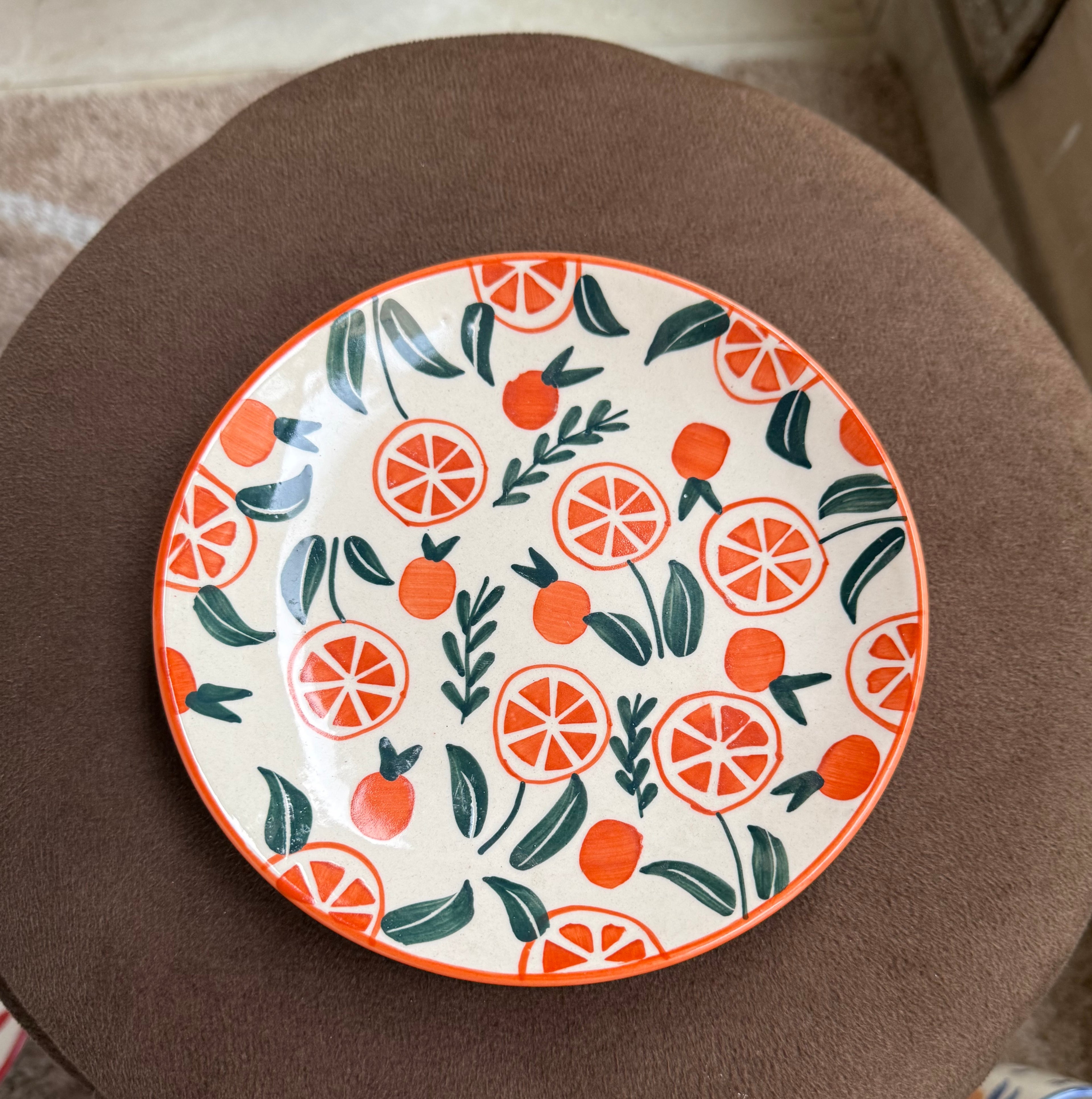 Oranges Leaves Plate