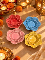 Flower Ceramic Tealight Holders Set of 4 🌸