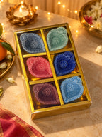 Mittiraa Home Colourful Ceramic Diya Gift Set | Beautiful Gift Pack | Set of 4