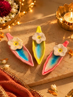 Floral Ceramic Incense Stick Holders 🌼 ( Set of 3 )