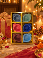 Mittiraa Home Colourful Ceramic Diya Gift Set | Beautiful Gift Pack | Set of 4