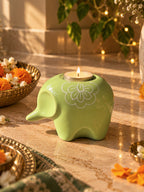 Mittiraa Home Mint Green Elephant Tealight Holder