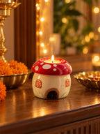 Mushroom House Ceramic Candle Holder 🍄