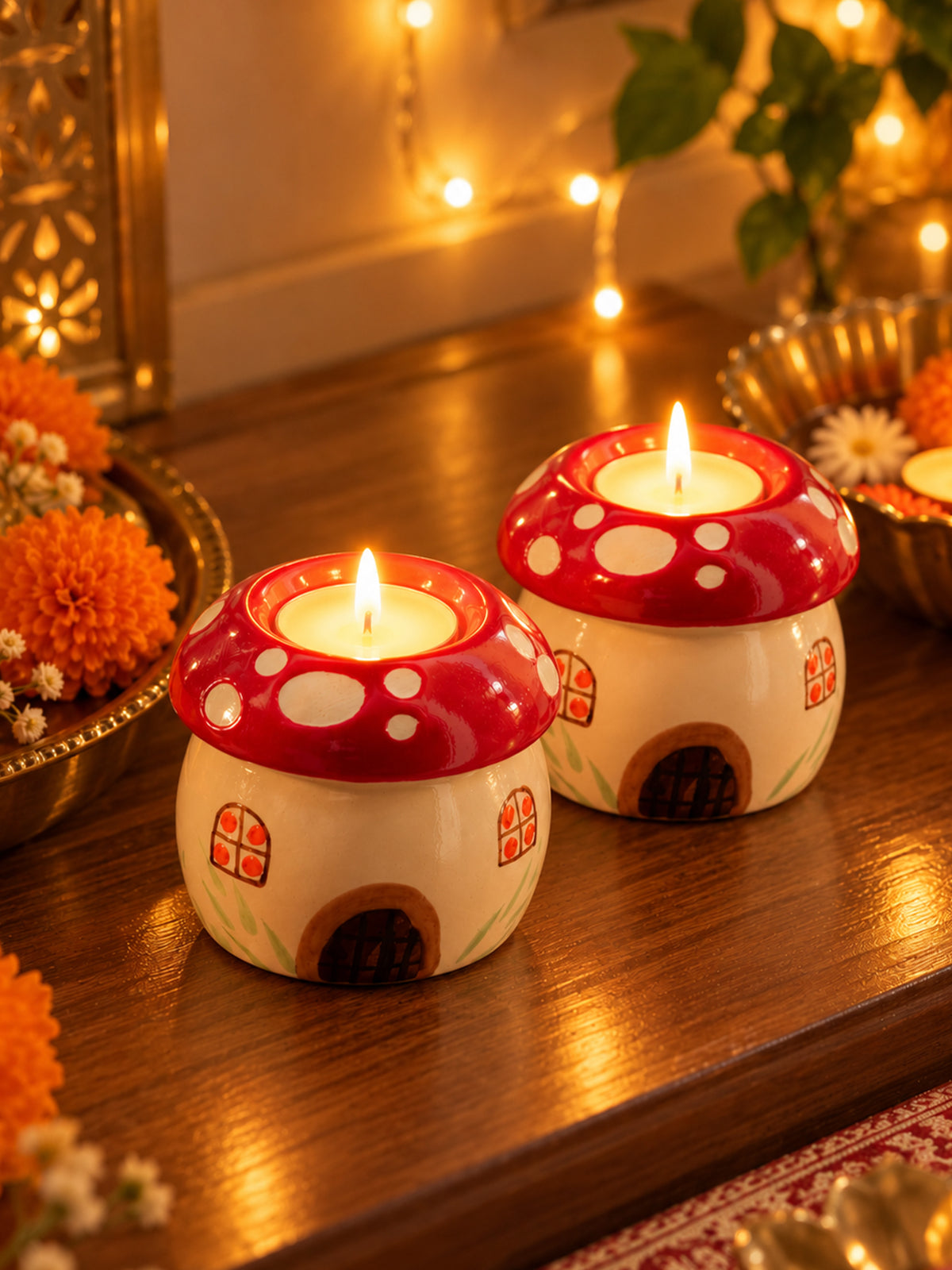 Mushroom House Ceramic Candle Holder 🍄
