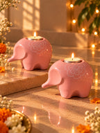 Mittiraa Home Pink Elephant Tealight Holder