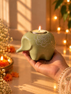 Mittiraa Home Mint Green Elephant Tealight Holder