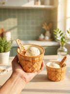 Waffle Ice cream Bowl with Spoon (Pack of 2)