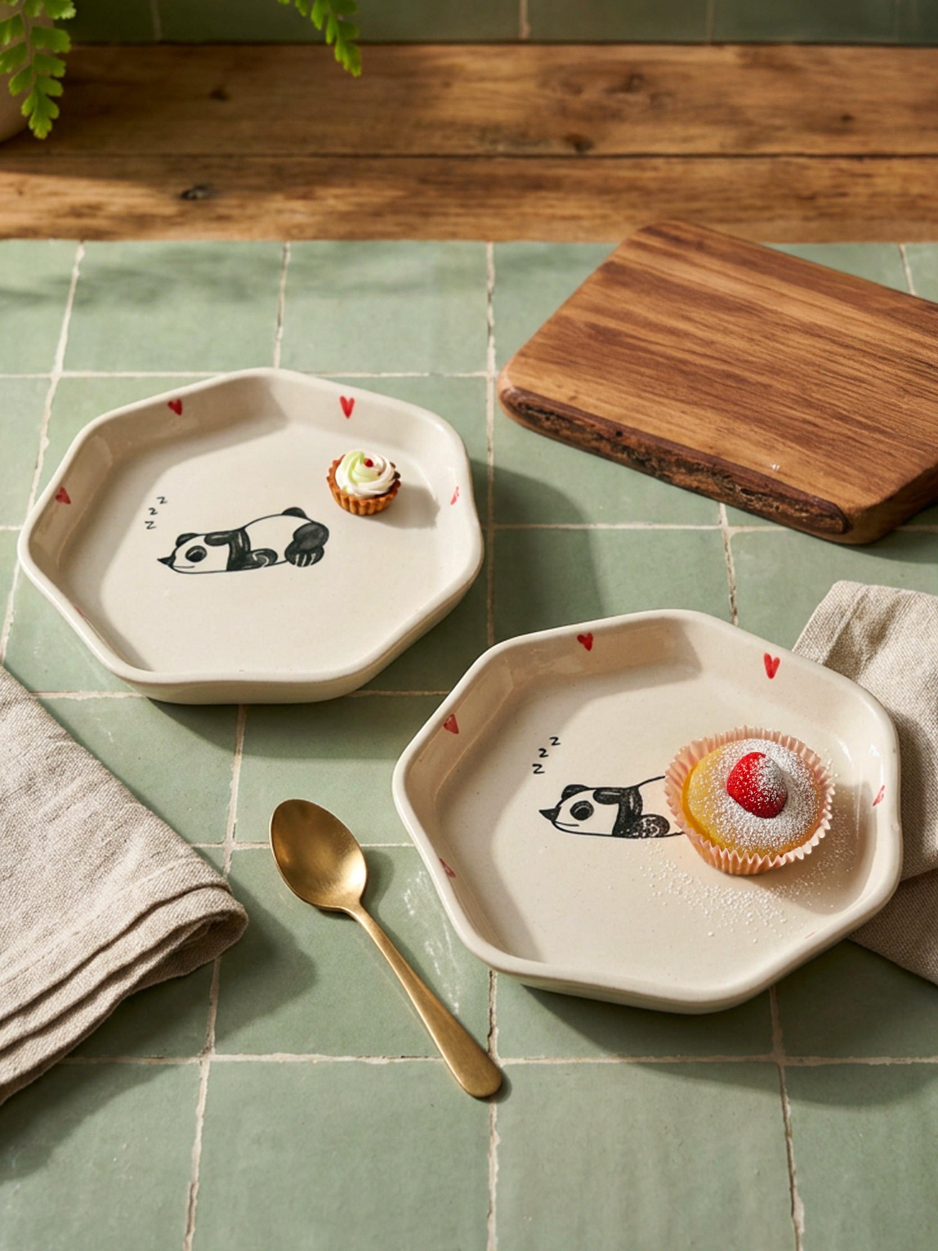 Sleepy Panda Snack Plates (Pack of 2) | Perfect for serving cookies, snacks, desserts
