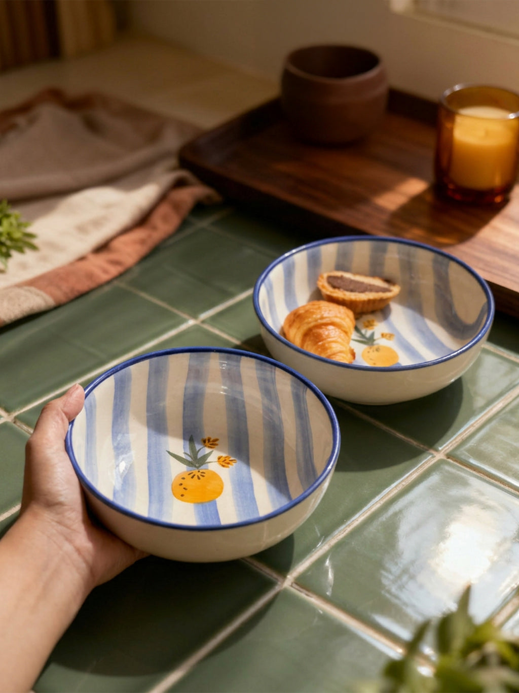 🍍 Pineapple Ceramic Bowls | Big Serving Bowls | Pack of 2
