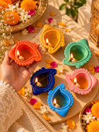 Mittiraa Home Ganesh Ji Diyas | Multicolour | Set of 6