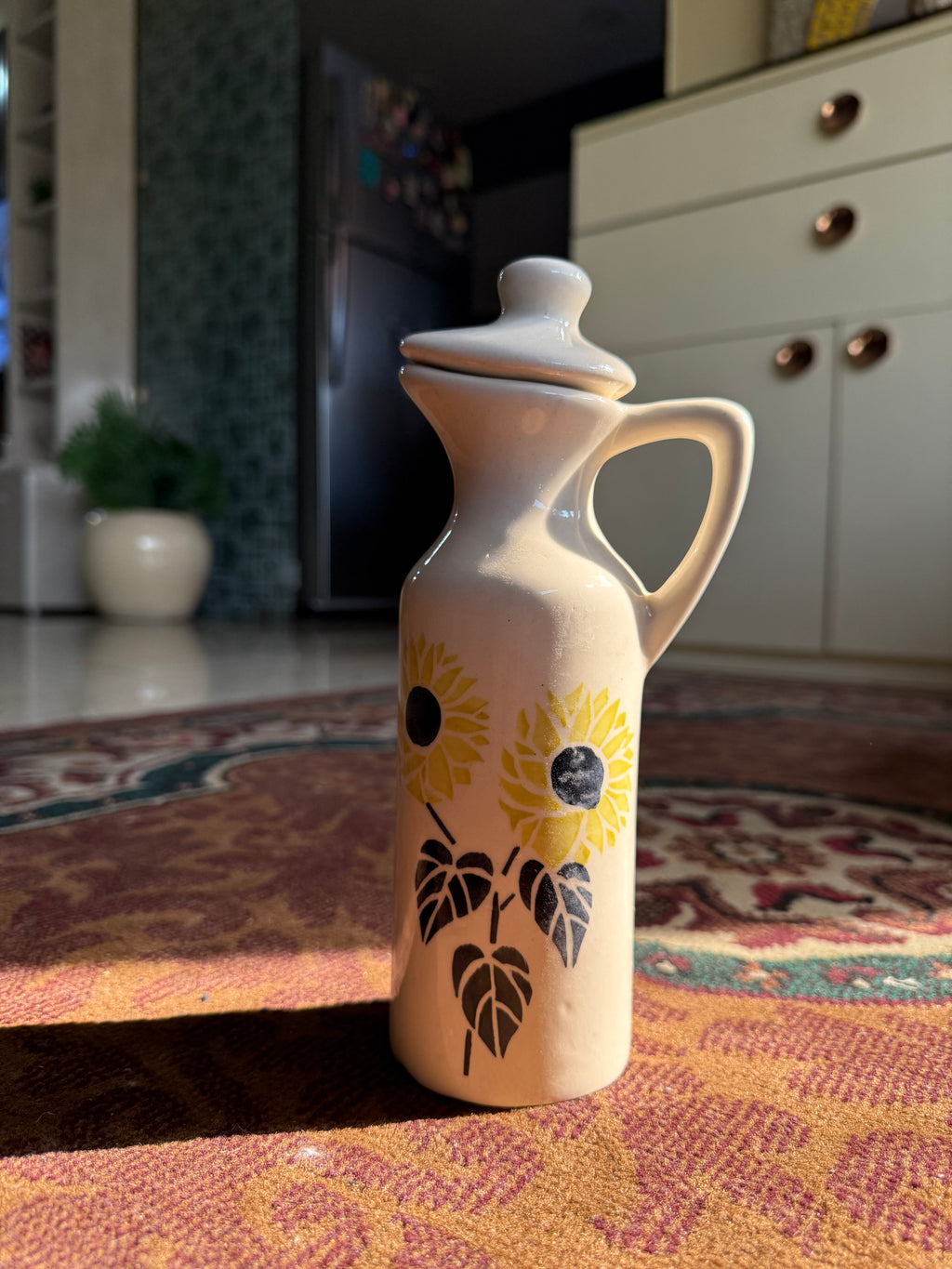 Ceramic Oil Dispenser with Flowers