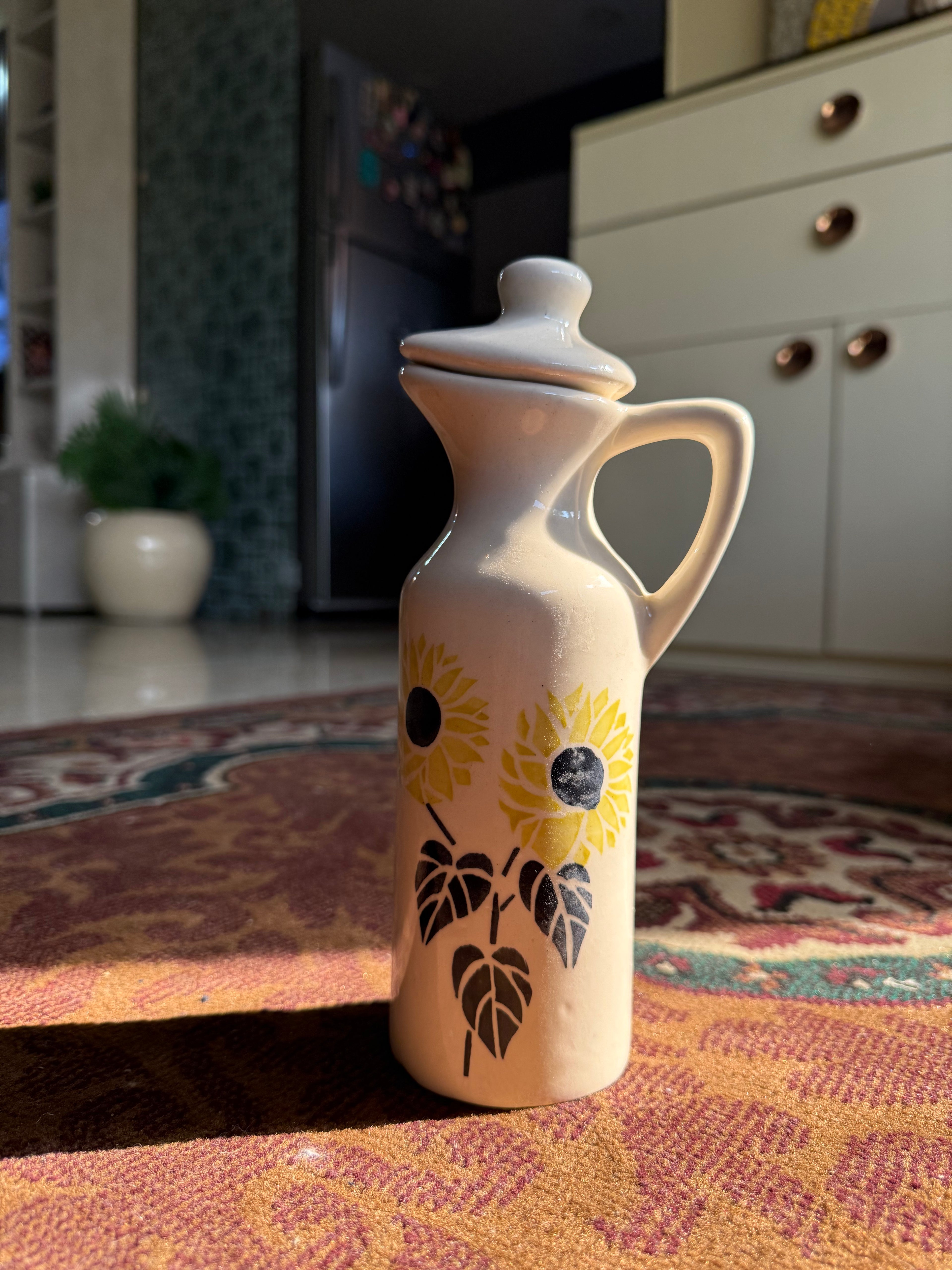 Ceramic Oil Dispenser with Flowers