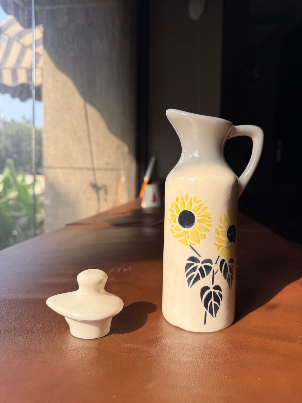Ceramic Oil Dispenser with Flowers