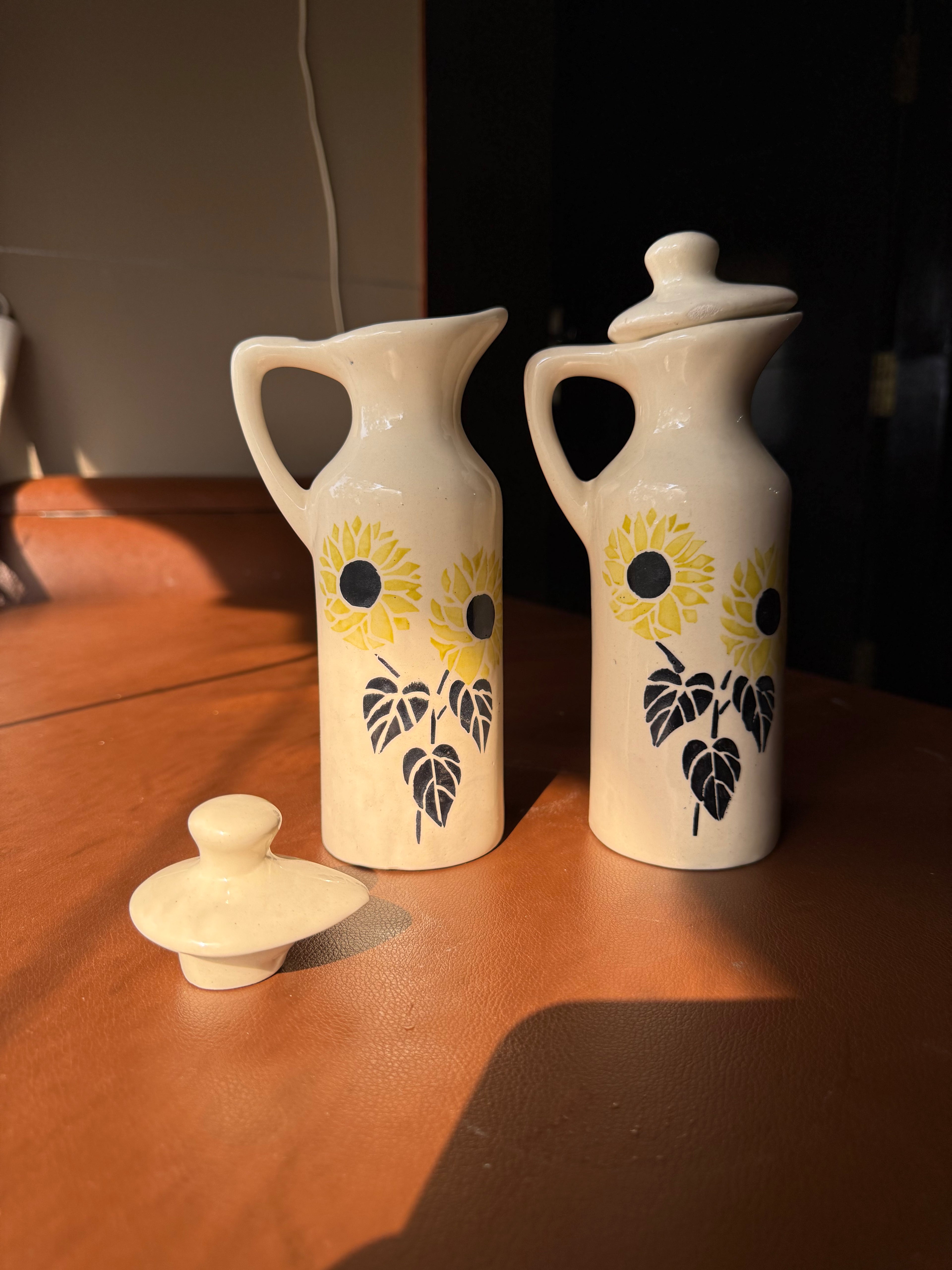 Ceramic Oil Dispenser with Flowers