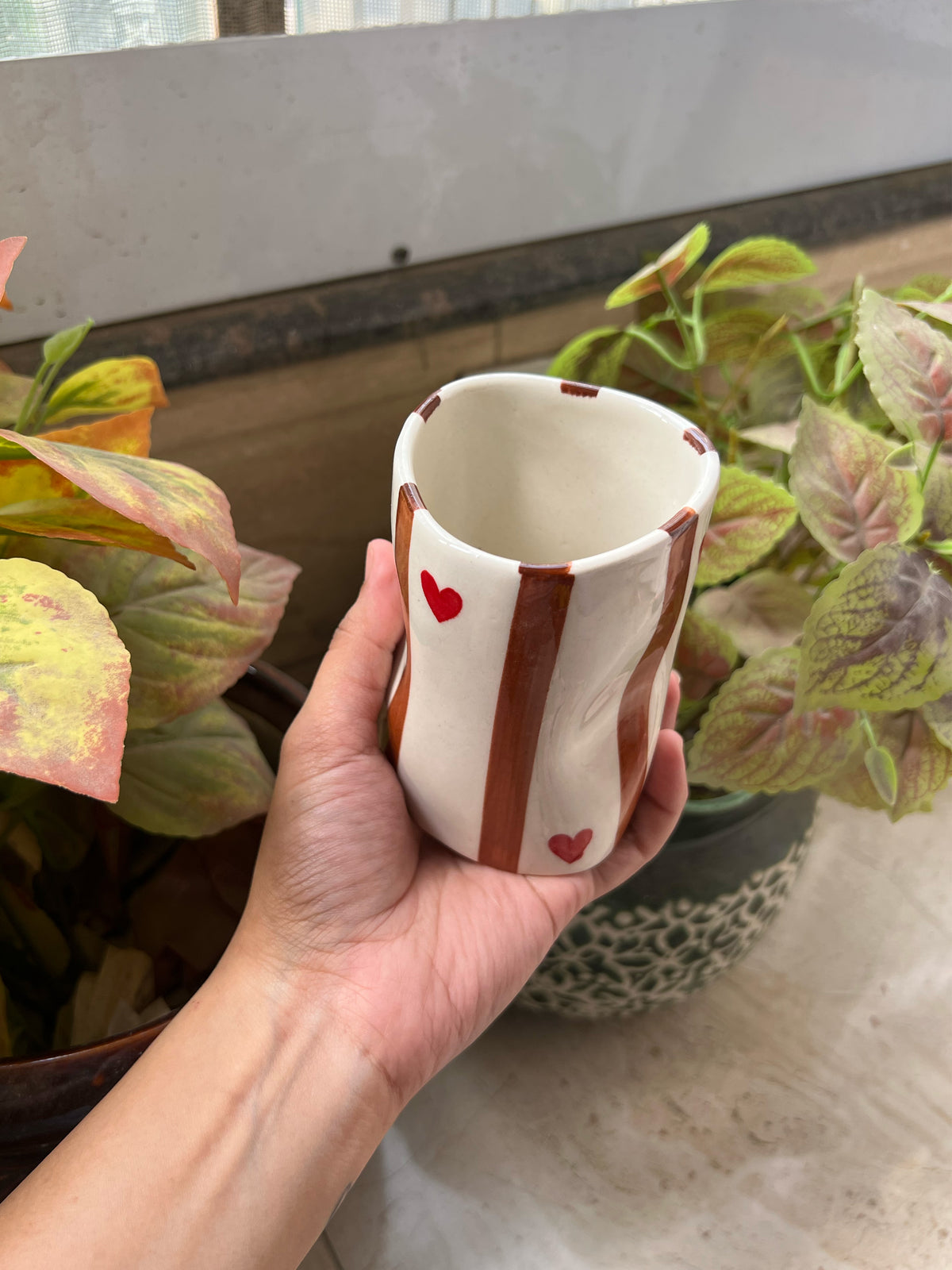 Mittiraa Home Brown Hearts Glass | Unique and Pinteresty Glass