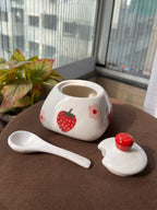 Mittiraa Home Strawberry Jar with Lid & Spoon