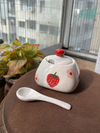 Mittiraa Home Strawberry Jar with Lid & Spoon