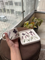 Lavender Butterfly Garden Mug & Saucer Set