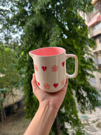 Mittiraa Home Heart & Flower Small Jug | For Serving Drinks, Brunch Tables, Gifting or Displaying Flowers