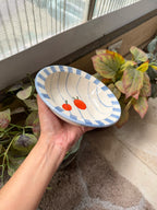 Orange Pasta Bowl with Blue Stripes (Pack of 2) | 18 cm