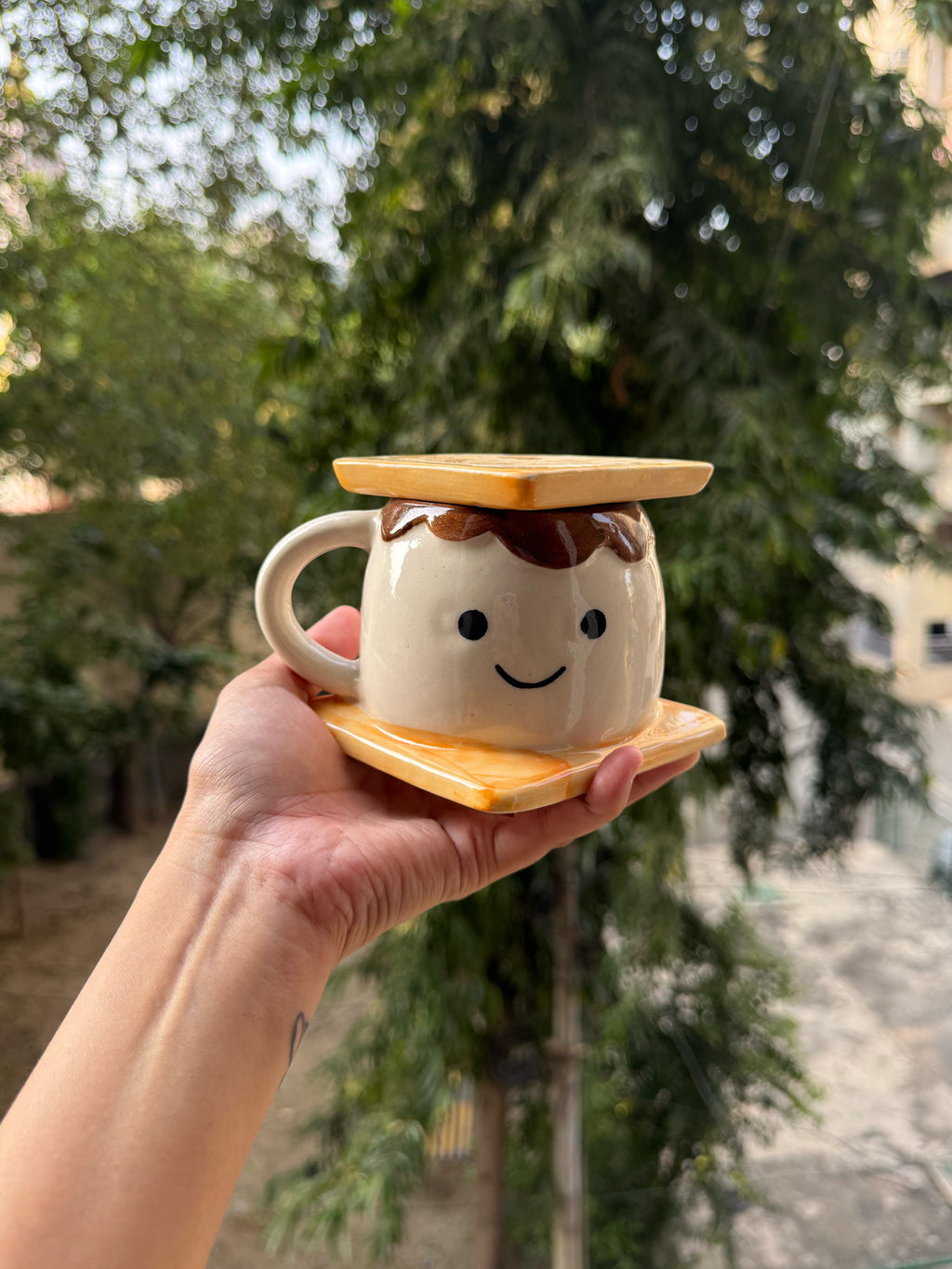 Mittiraa Home Biscuit Buddy Ceramic Mug with Lid 🍪☕