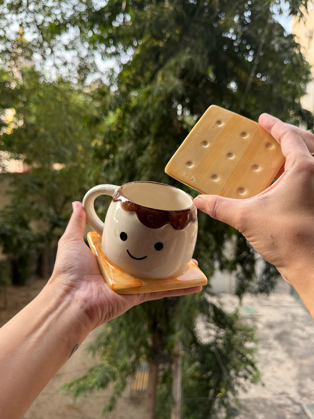 Mittiraa Home Biscuit Buddy Ceramic Mug with Lid 🍪☕