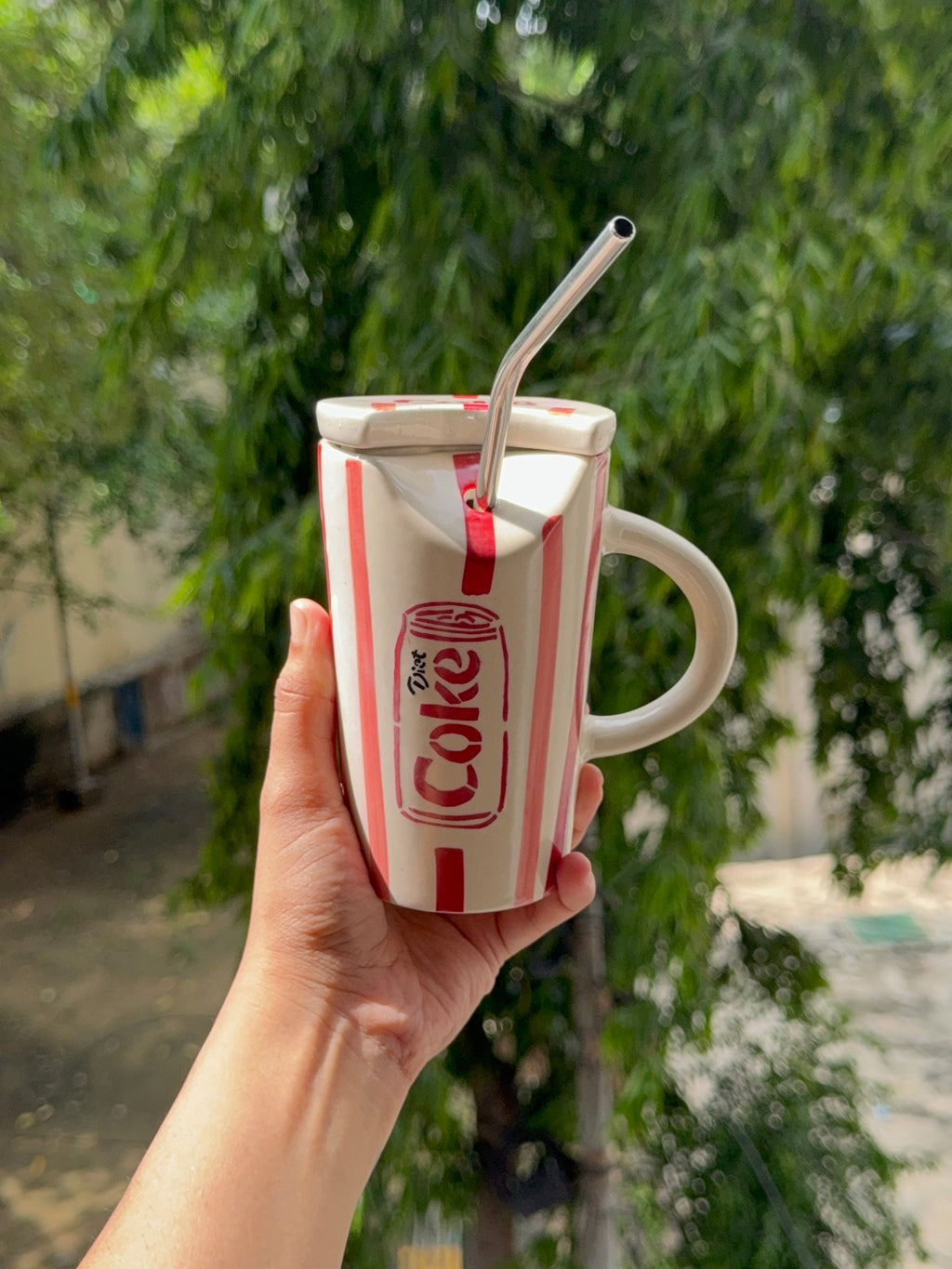 Coke Sipper with Lid & Steel Straw❤️🥤