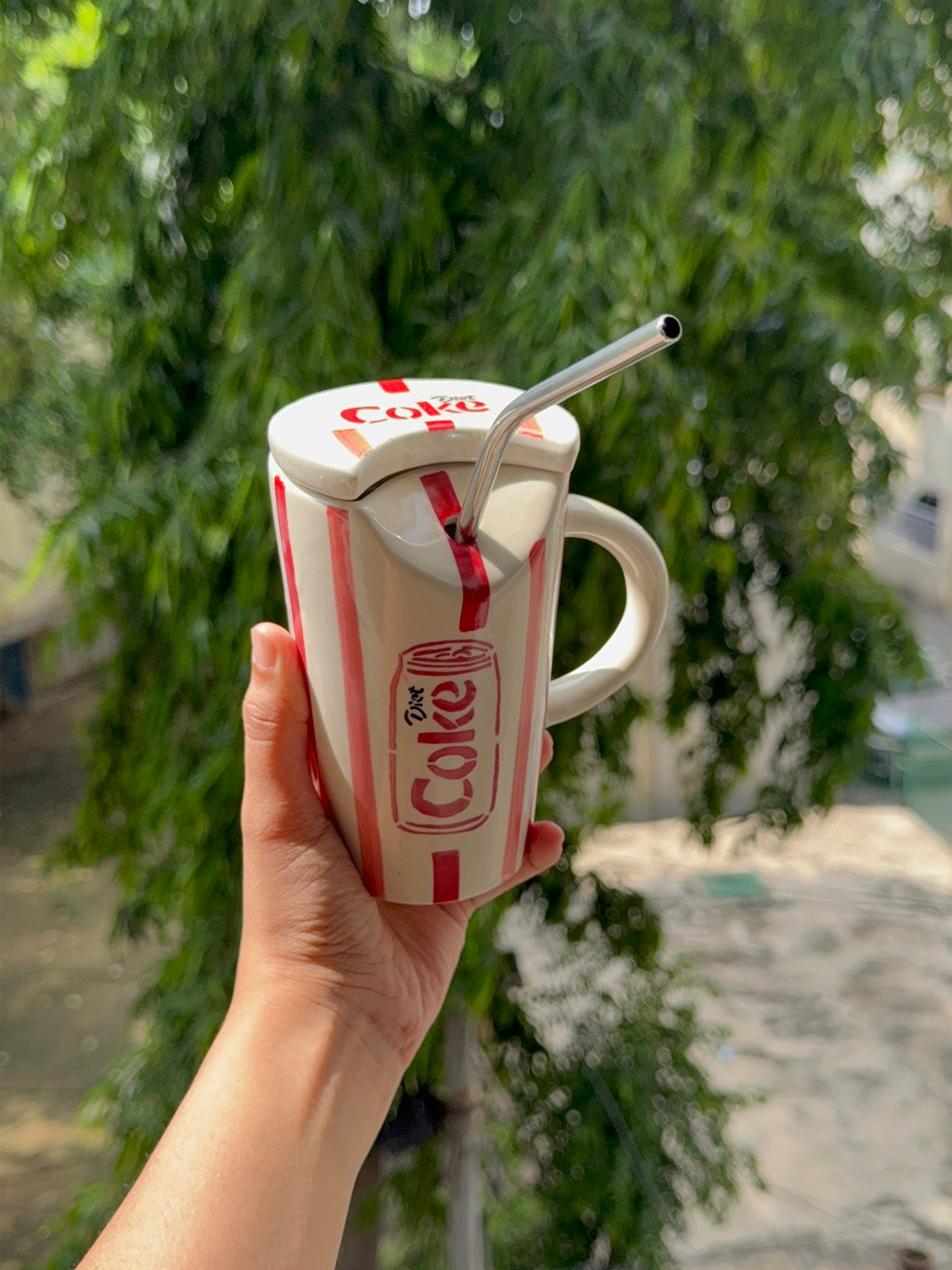 Coke Sipper with Lid & Steel Straw❤️🥤