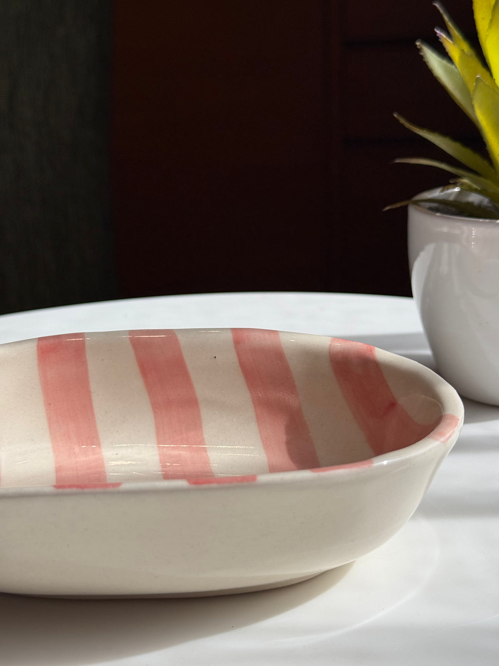 Striped Oval Bowl