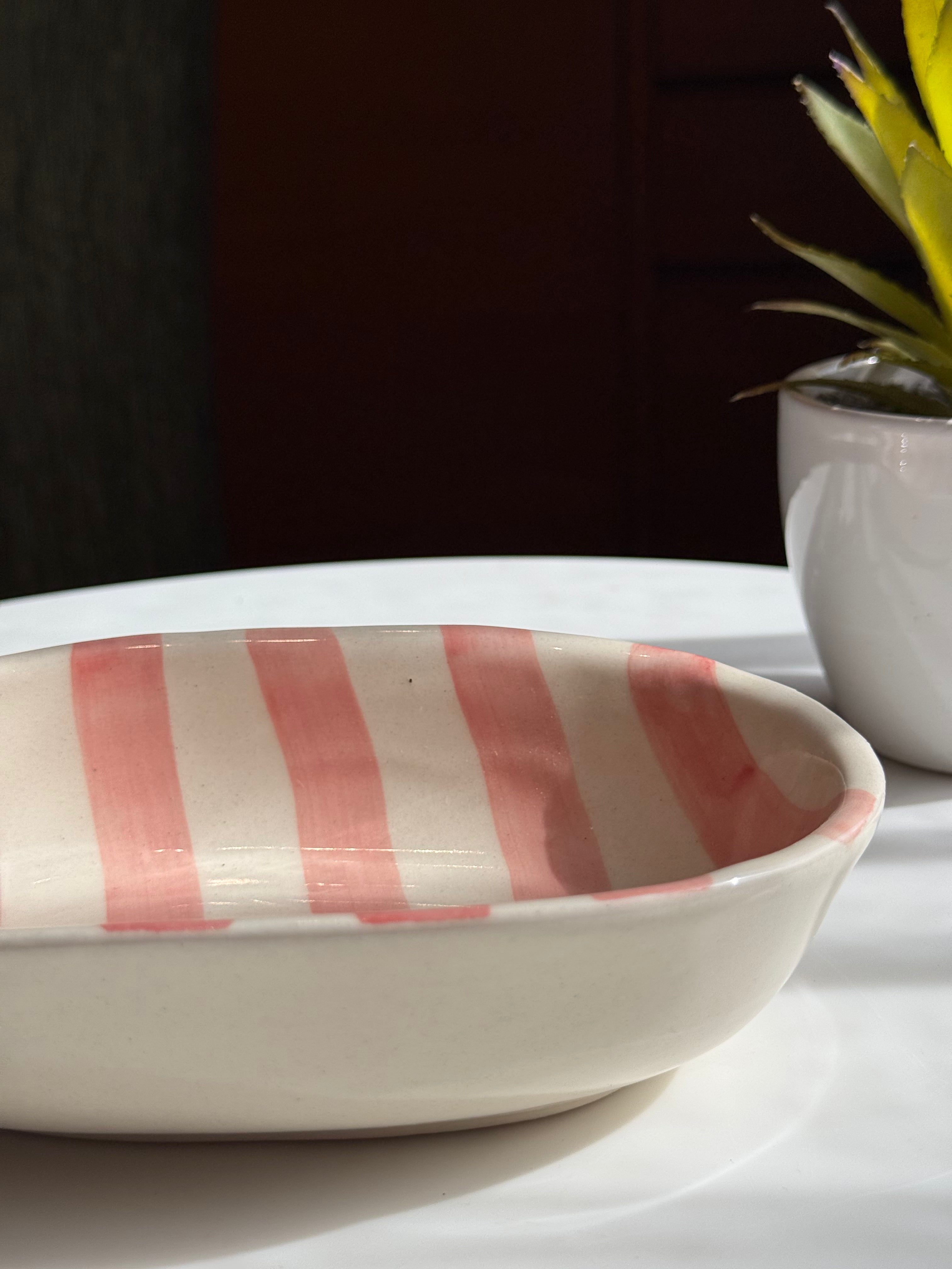 Striped Oval Bowl