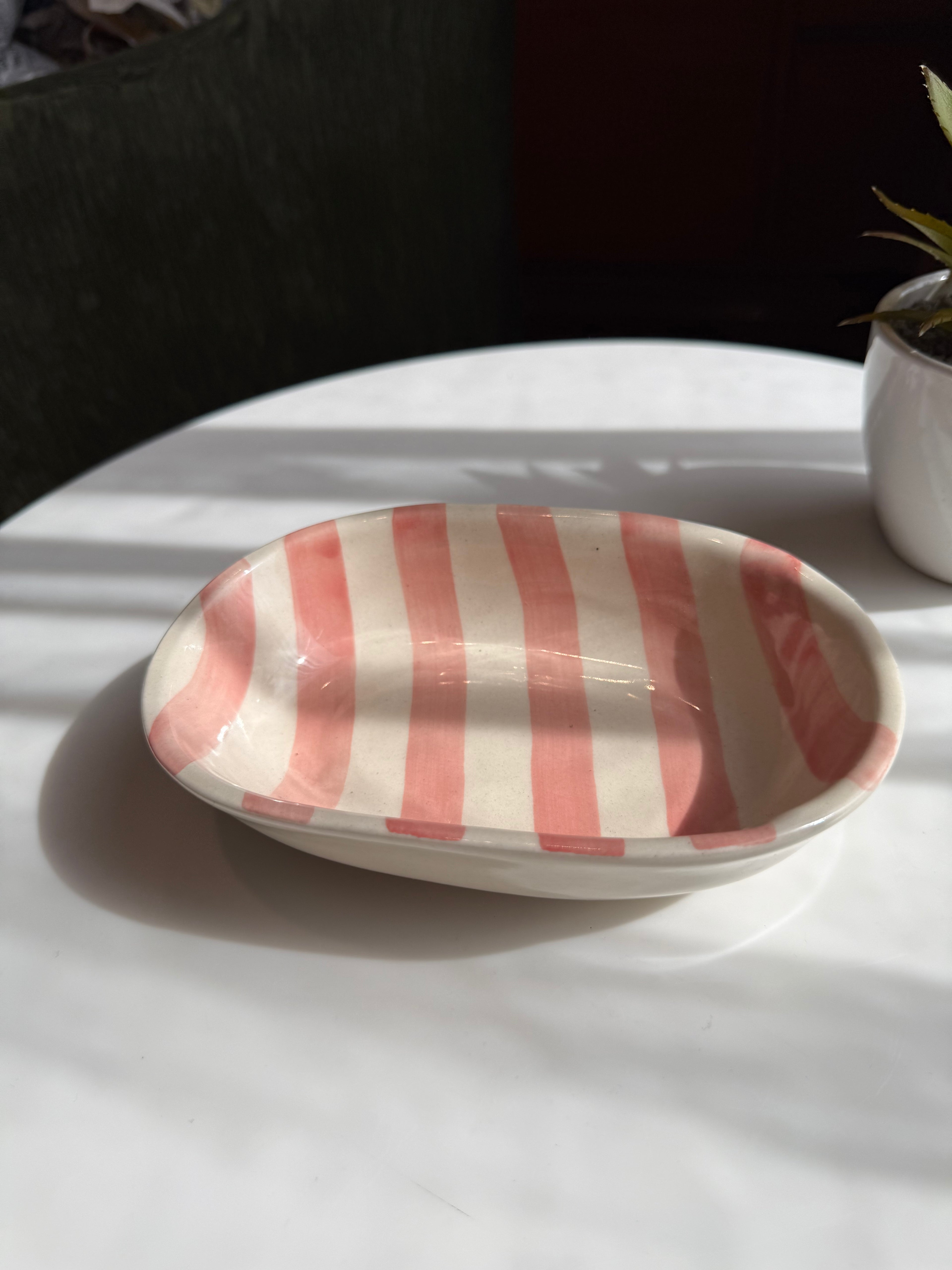 Striped Oval Bowl