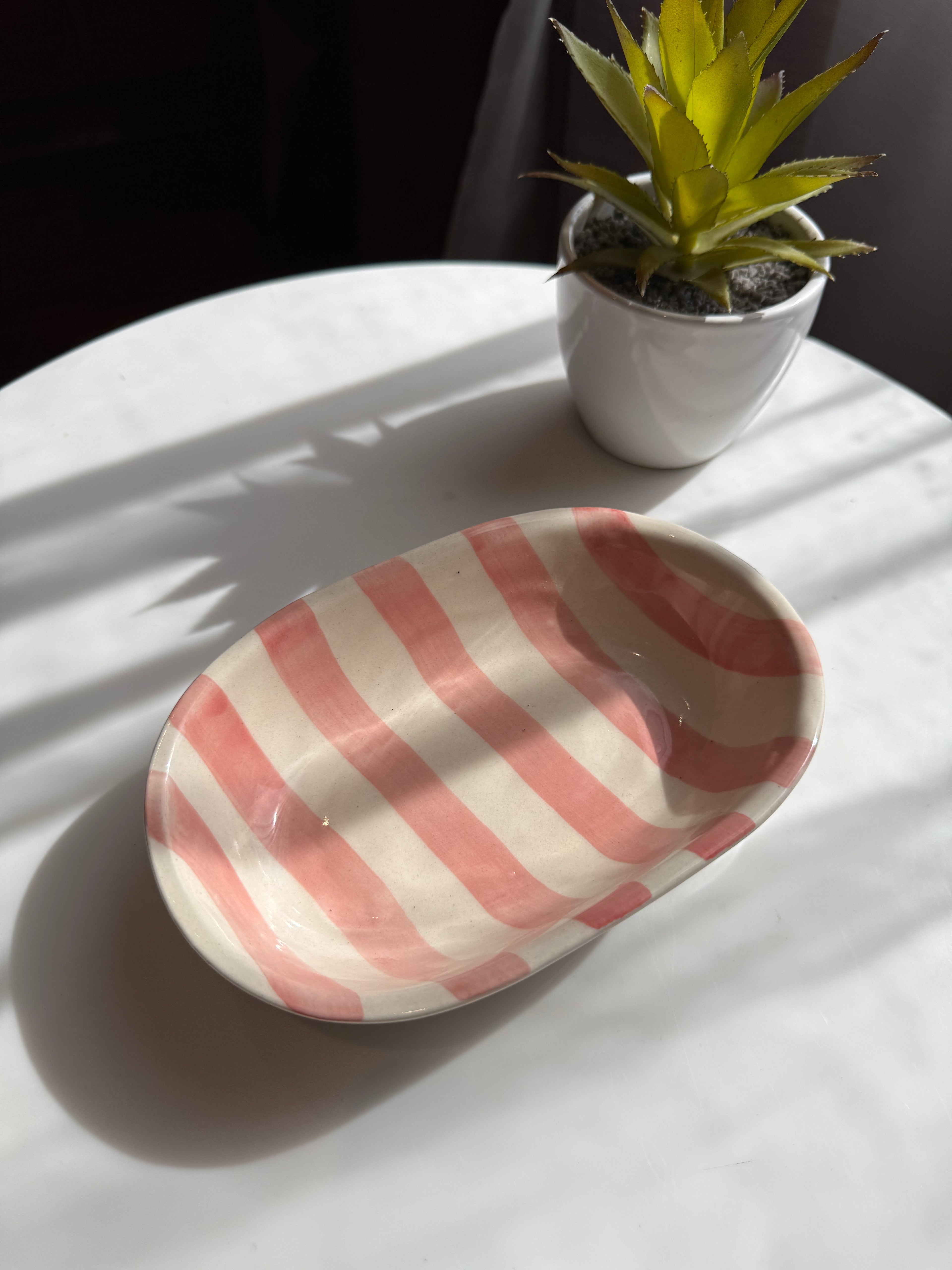 Striped Oval Bowl